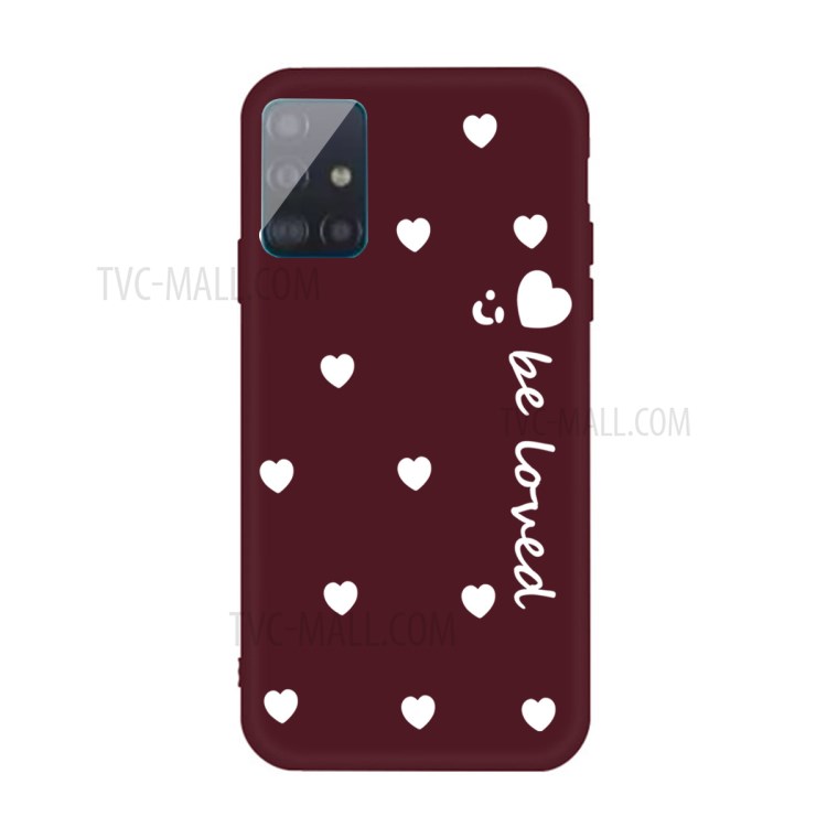 Smile Heart Pattern Matte TPU Phone Case for Samsung Galaxy A51 - Wine Red-1