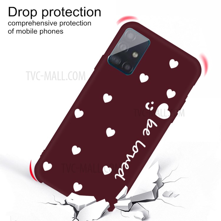 Smile Heart Pattern Matte TPU Phone Case for Samsung Galaxy A51 - Wine Red-3