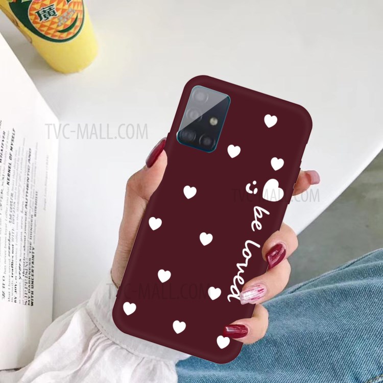 Smile Heart Pattern Matte Tpu Telebone Case Para Samsung Galaxy A51 - Vino Rojo-5