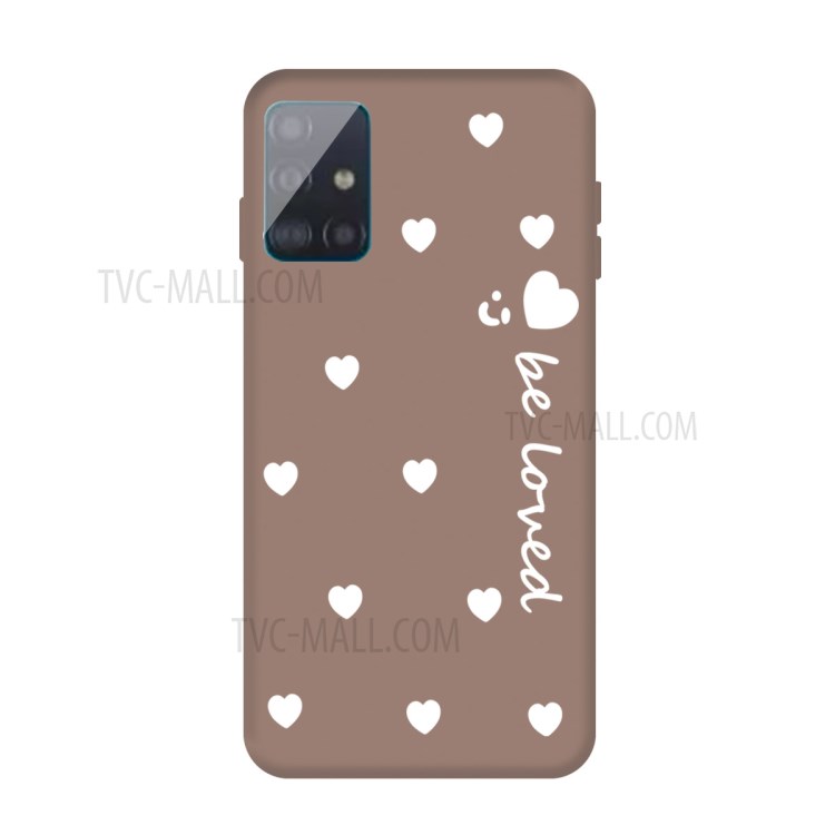 Smile Heart Pattern Matte TPU Phone Case for Samsung Galaxy A51 - Khaki-1