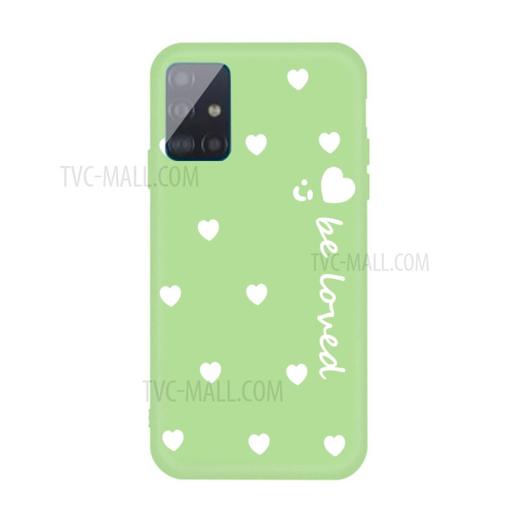 Smile Heart Pattern Matte TPU Phone Case for Samsung Galaxy A51 - Green-1
