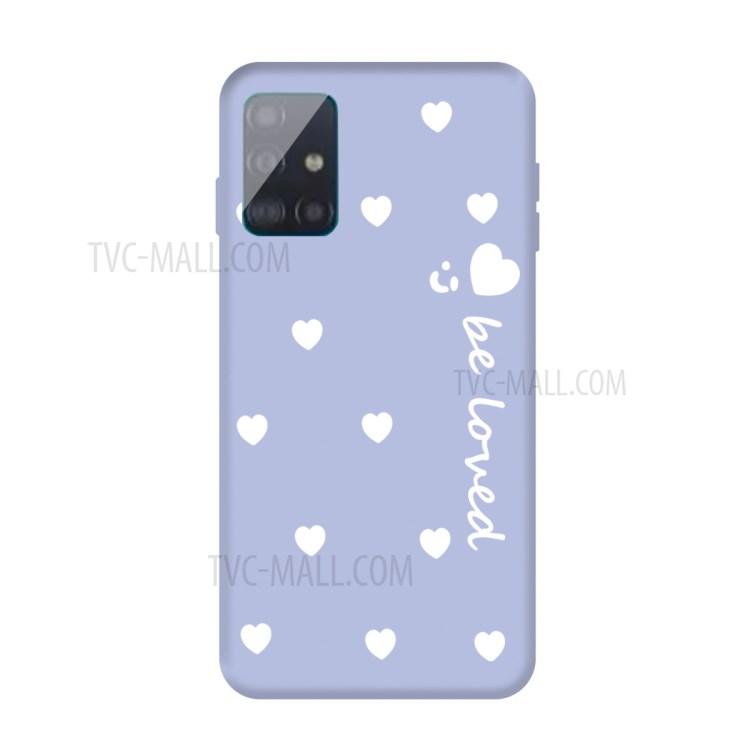 Smile Heart Pattern Matte TPU Phone Case for Samsung Galaxy A51 - Purple-1