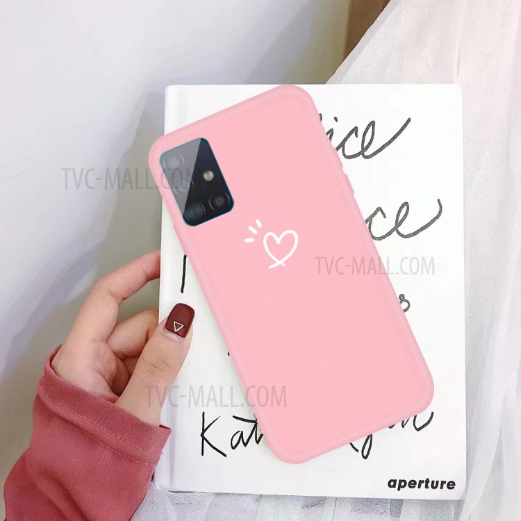 Cute Heart Pattern Matte TPU Phone Case for Samsung Galaxy A71 - Pink-2