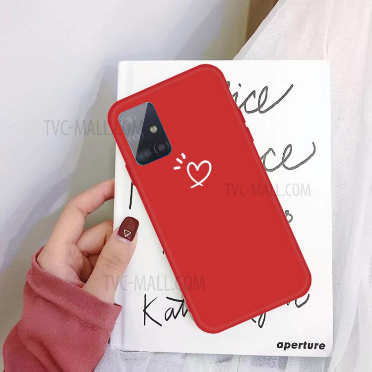 Lindo Patrón de Corazón Matte Tpu Telephip Para Samsung Galaxy A71 - Rojo-2