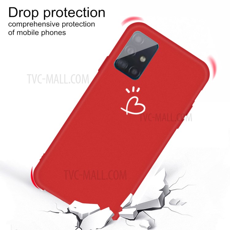 Lindo Patrón de Corazón Matte Tpu Telephip Para Samsung Galaxy A71 - Rojo-3