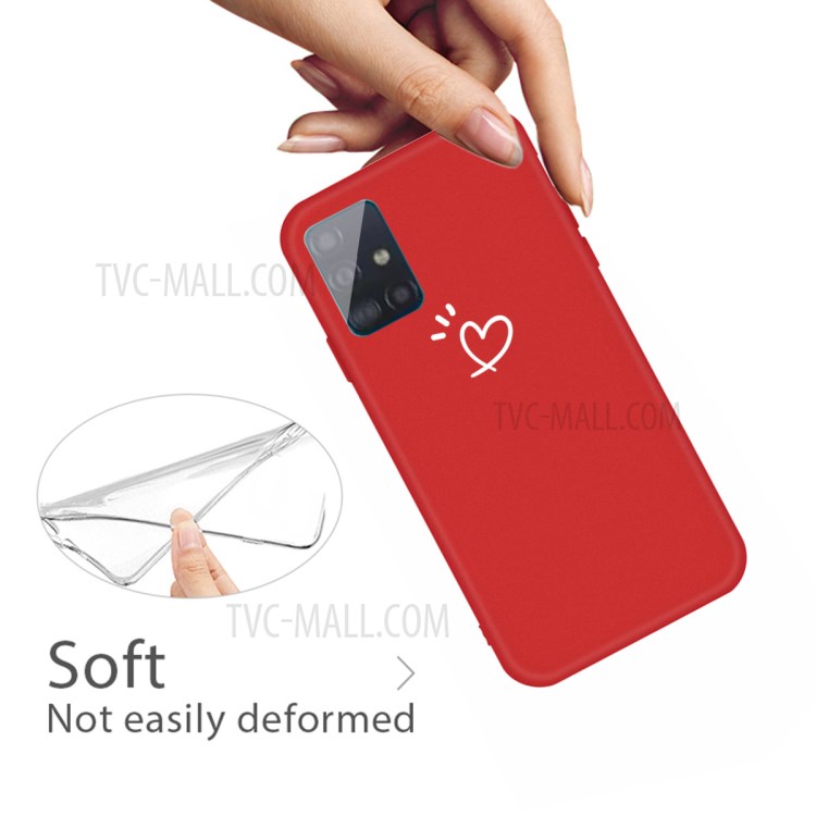 Cute Heart Pattern Matte TPU Phone Case for Samsung Galaxy A71 - Red-4