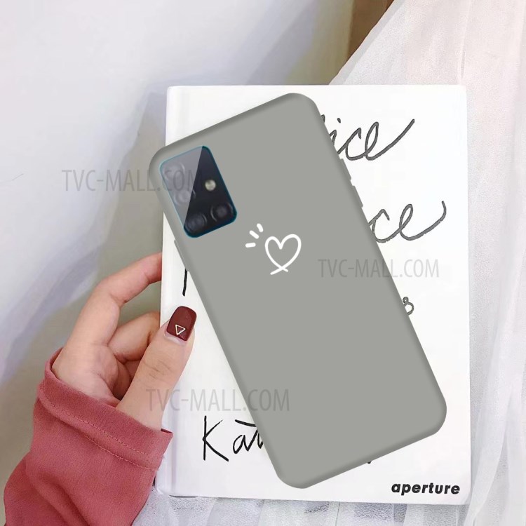 Cute Heart Pattern Matte TPU Phone Case for Samsung Galaxy A71 - Grey-2