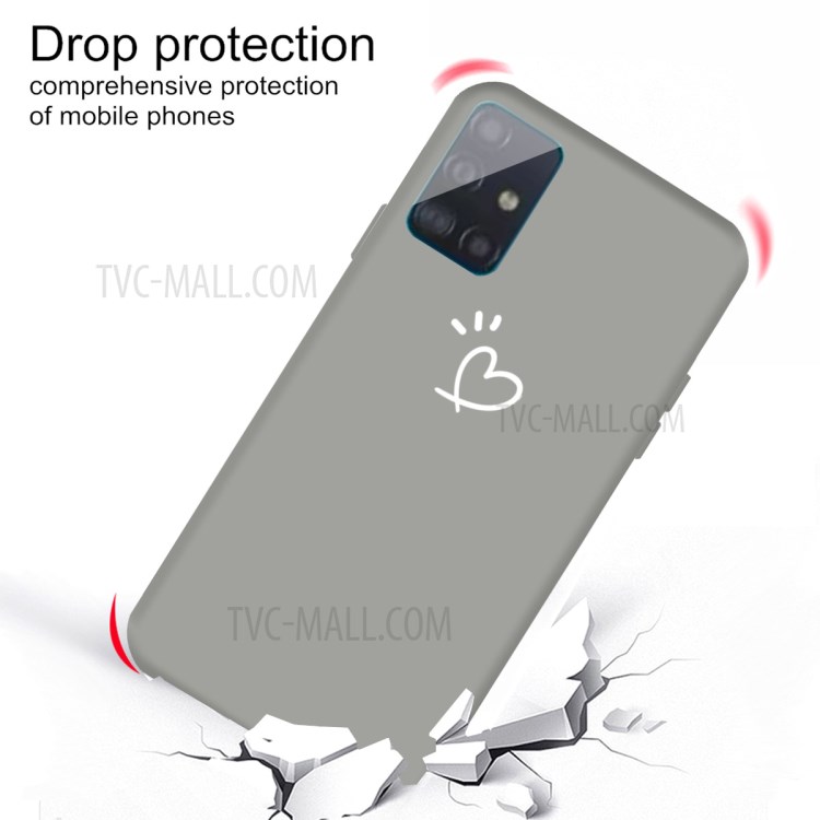 Cute Heart Pattern Matte TPU Phone Case for Samsung Galaxy A71 - Grey-3