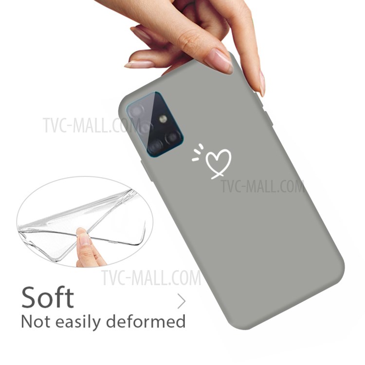 Cute Heart Pattern Matte TPU Phone Case for Samsung Galaxy A71 - Grey-4