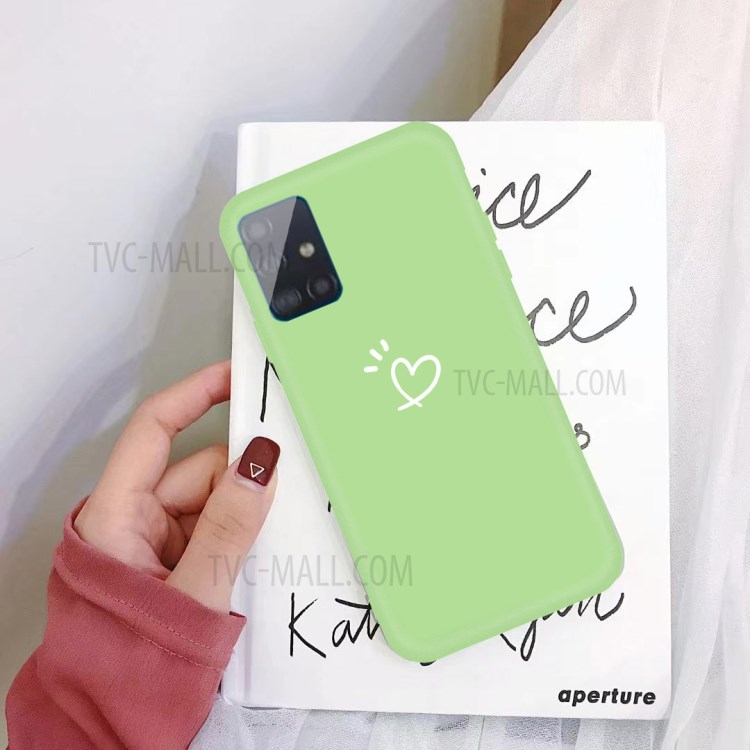 Cute Heart Pattern Matte TPU Phone Case for Samsung Galaxy A71 - Green-2