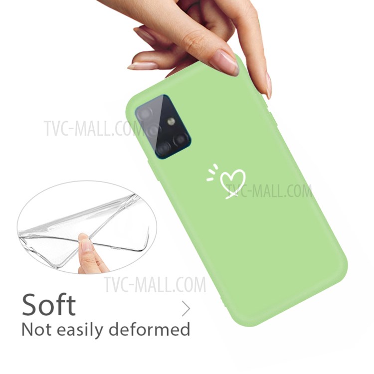 Cute Heart Pattern Matte TPU Phone Case for Samsung Galaxy A71 - Green-4
