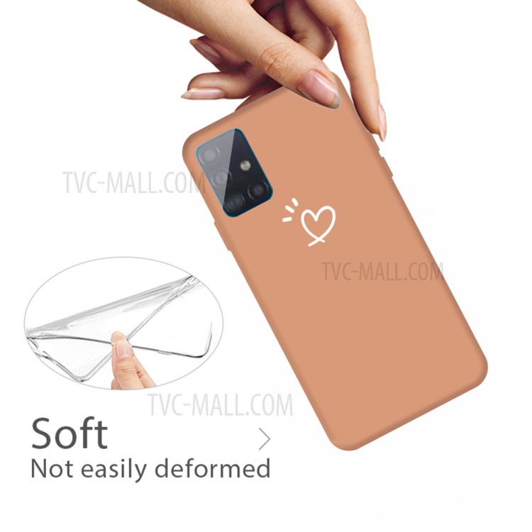 Lindo Patrón de Corazón Matte Tpu Telephip Para Samsung Galaxy A71 - Naranja