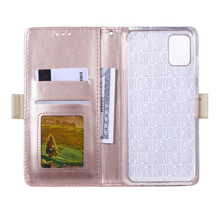 Lace Flower Pattern Zipper Pocket Wallet Leather Stand Case for Samsung Galaxy A51 - Pink-3