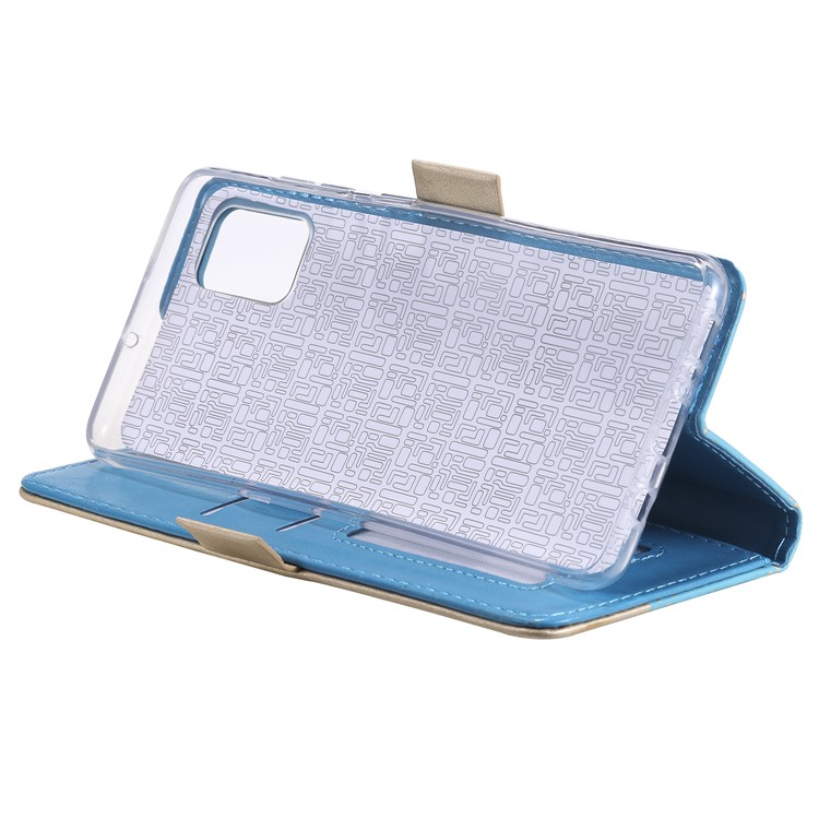 Lace Flower Pattern Zipper Pocket Wallet Leather Stand Case for Samsung Galaxy A51 - Blue-4