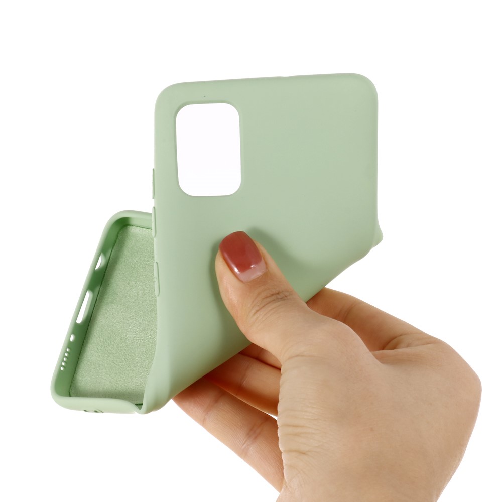 Capa Protetora De Silicone Líquido Para Samsung Galaxy A71 Acessório De Telefone De Design De Cor Sólida - Verde-3