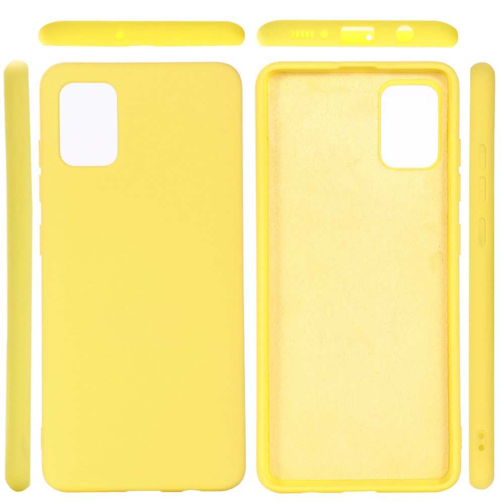 Capa Protetora De Silicone Líquido Para Samsung Galaxy A71 Acessório De Telefone De Design De Cor Sólida - Amarelo