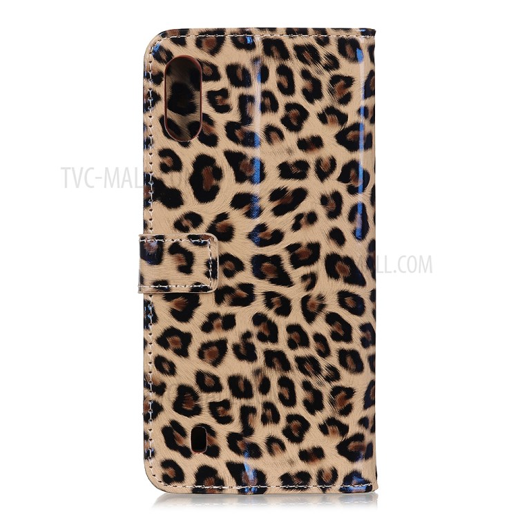 Leopard Pattern Wallet Stand Leather Shell Cover for Samsung Galaxy A01-7