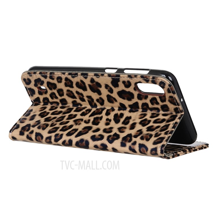 Leopard Pattern Wallet Stand Leather Shell Cover for Samsung Galaxy A01-8