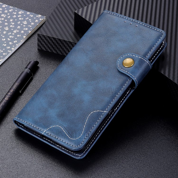 S-shape Surface PU Leather Phone Case for Samsung Galaxy A01 - Blue-12