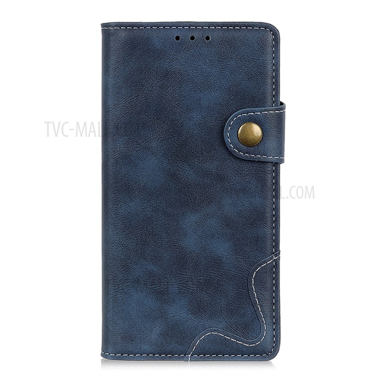 S-shape Surface PU Leather Phone Case for Samsung Galaxy A01 - Blue-2