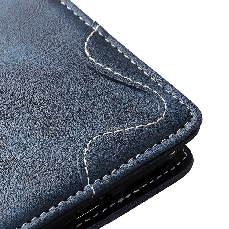 S-shape Surface PU Leather Phone Case for Samsung Galaxy A01 - Blue-4