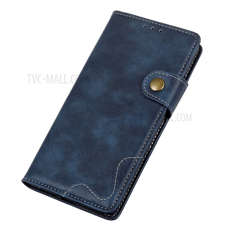 S-shape Surface PU Leather Phone Case for Samsung Galaxy A01 - Blue-5