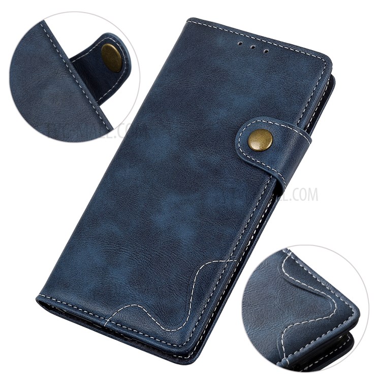 S-shape Surface PU Leather Phone Case for Samsung Galaxy A01 - Blue-6