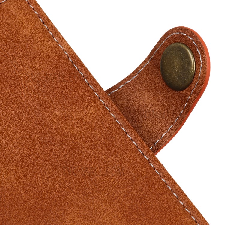 S-shape Surface PU Leather Phone Case for Samsung Galaxy A01 - Brown-3