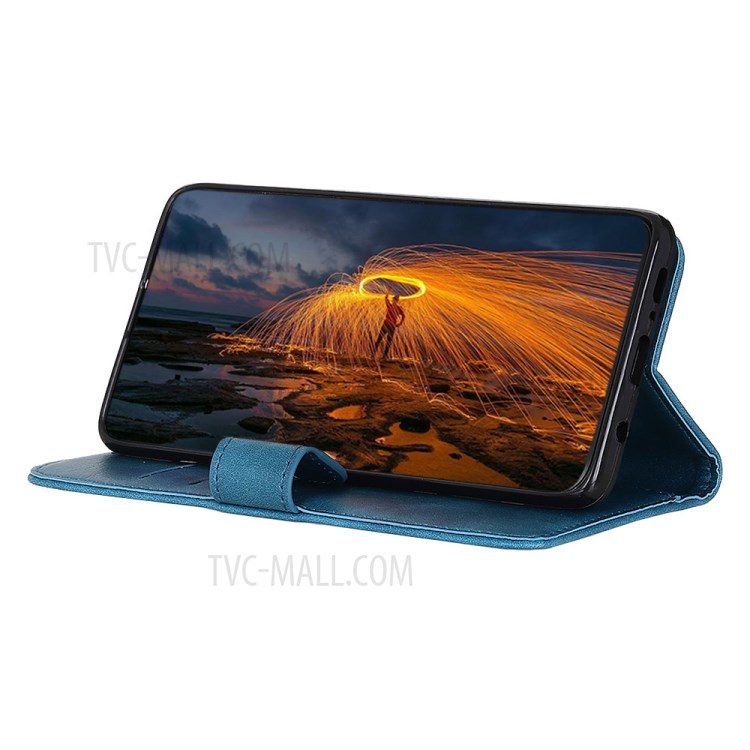 Wallet Stand PU Leather Magnetic Flip Case for Samsung Galaxy A21 - Blue-3