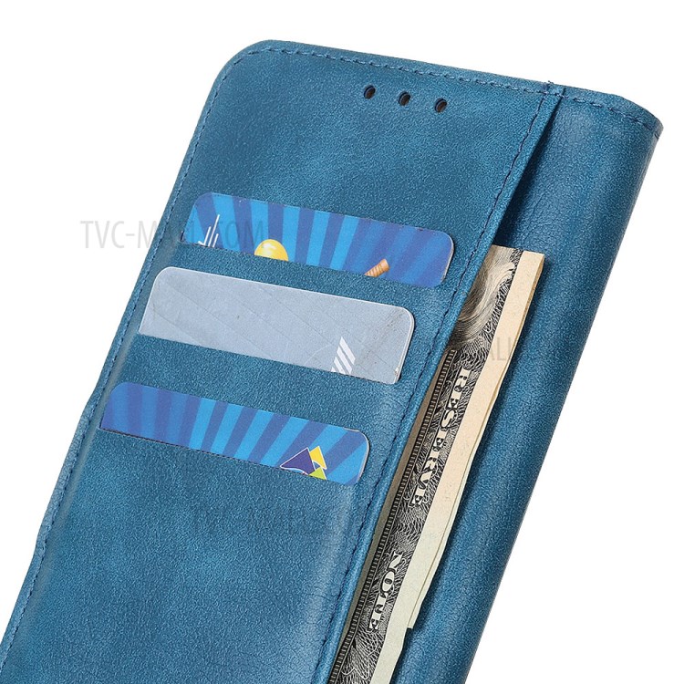 Wallet Stand PU Leather Magnetic Flip Case for Samsung Galaxy A21 - Blue-5