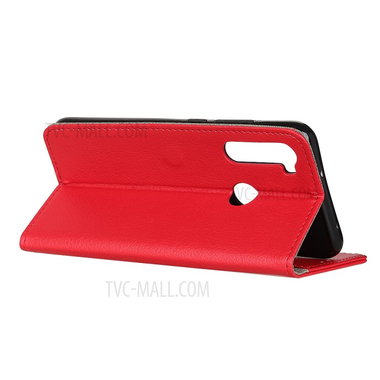 Litchi Texture Leather Cell Phone Protective Case for Samsung Galaxy A21 - Red-11
