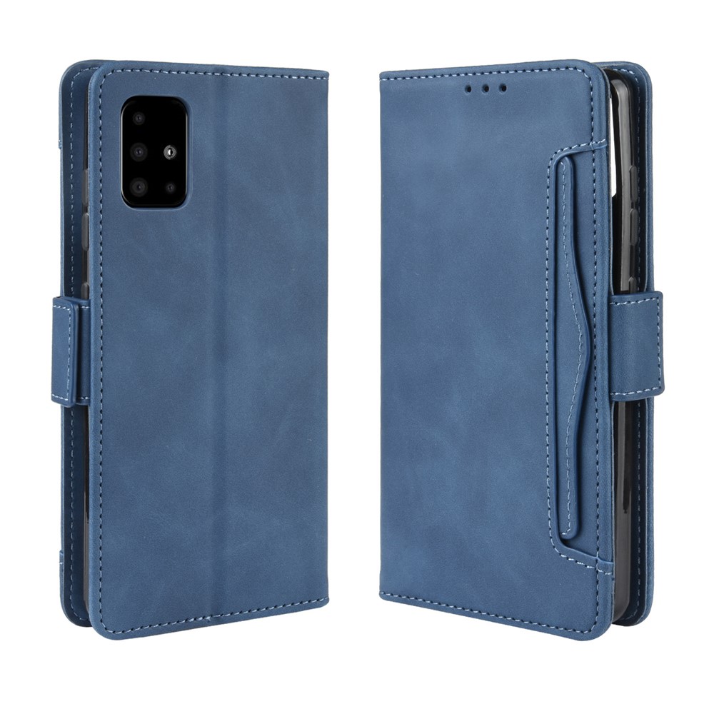 Wallet Stand Flip Leather Phone Shell for Samsung Galaxy A81 / Note 10 Lite - Blue-1