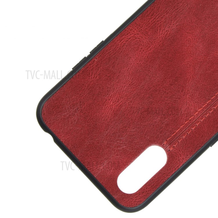 PU Leather Coated PC + TPU Casing for Samsung Galaxy A01 - Red-2