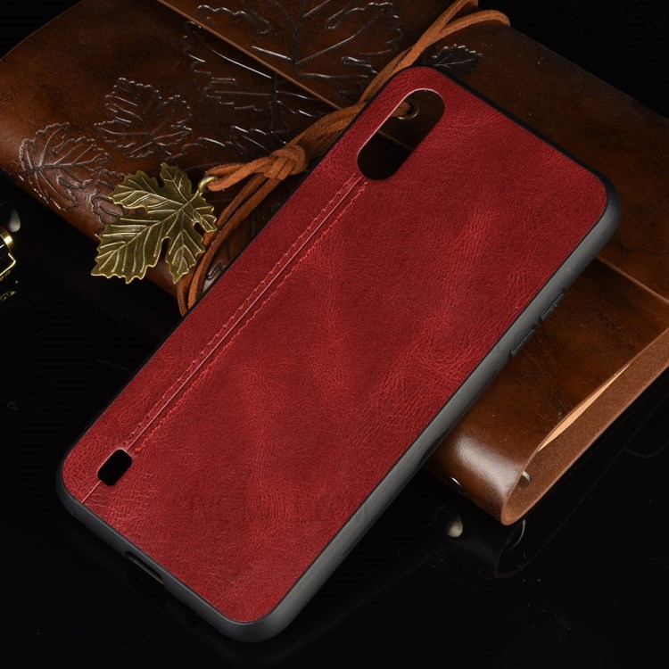 PU Leather Coated PC + TPU Casing for Samsung Galaxy A01 - Red-6