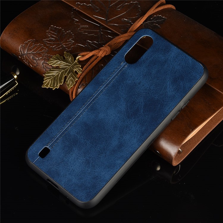 PU Leather Coated PC + TPU Casing for Samsung Galaxy A01 - Blue-7