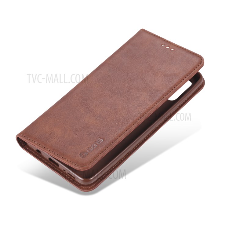 Porte-cartes En Cuir De Style PU Azns Cas De Support Téléphonique Pour Samsung Galaxy A51 - Café-2