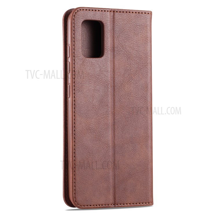Porte-cartes En Cuir De Style PU Azns Cas De Support Téléphonique Pour Samsung Galaxy A51 - Café-3