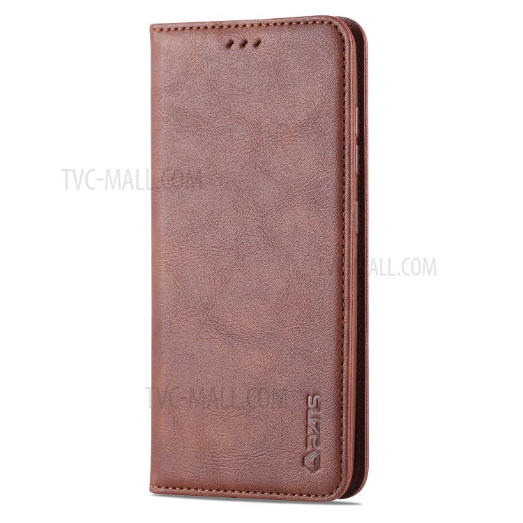 Porte-cartes En Cuir De Style PU Azns Cas De Support Téléphonique Pour Samsung Galaxy A51 - Café-4