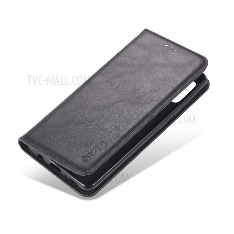 AZNS Retro Style PU Leather Card Holder Stand Phone Case for Samsung Galaxy A51 - Black-2