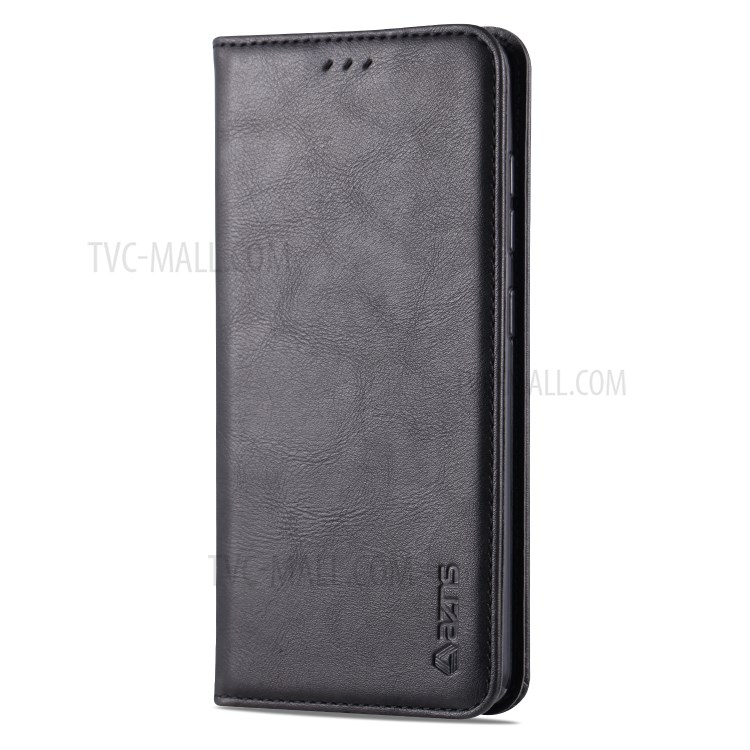 AZNS Retro Style PU Leather Card Holder Stand Phone Case for Samsung Galaxy A51 - Black-3