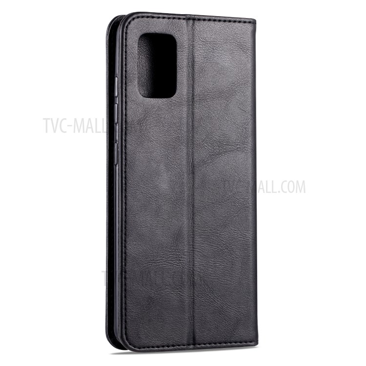AZNS Retro Style PU Leather Card Holder Stand Phone Case for Samsung Galaxy A51 - Black-4