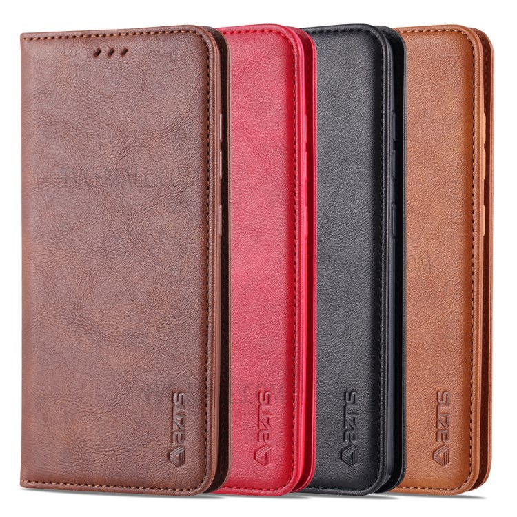 AZNS Retro Style PU Leather Card Holder Stand Phone Case for Samsung Galaxy A51 - Black-5