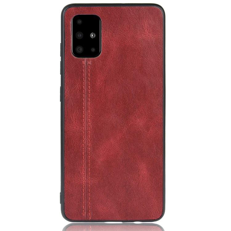 Leather Coated PC + TPU Phone Shell for Samsung Galaxy S20 Plus - Red-3