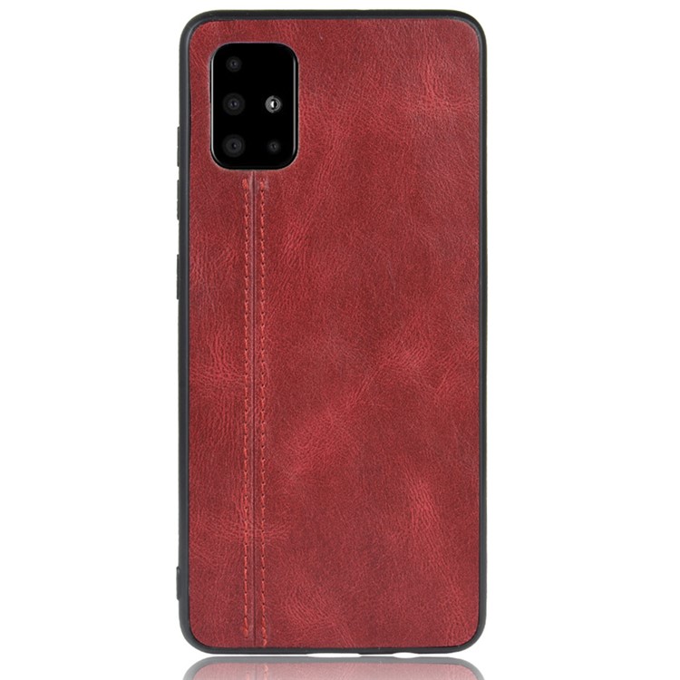 Concha de Couro Com Revestimento de Couro + Shell de Telefone TPU Para Samsung Galaxy S20 Plus - Vermelho-3