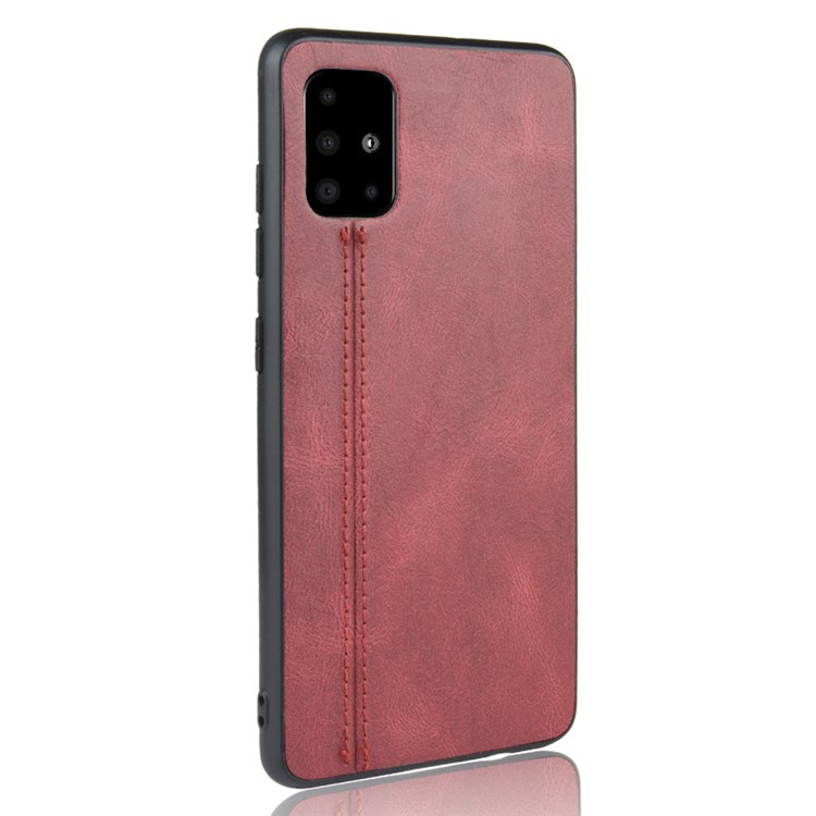 Leather Coated PC + TPU Phone Shell for Samsung Galaxy S20 Plus - Red-4