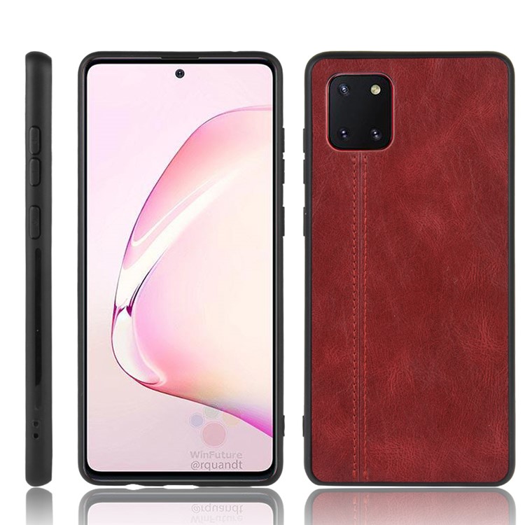 PU Leather Coated PC + TPU Cell Phone Cover Casing for Samsung Galaxy A81/Note 10 Lite/M60S - Red-1