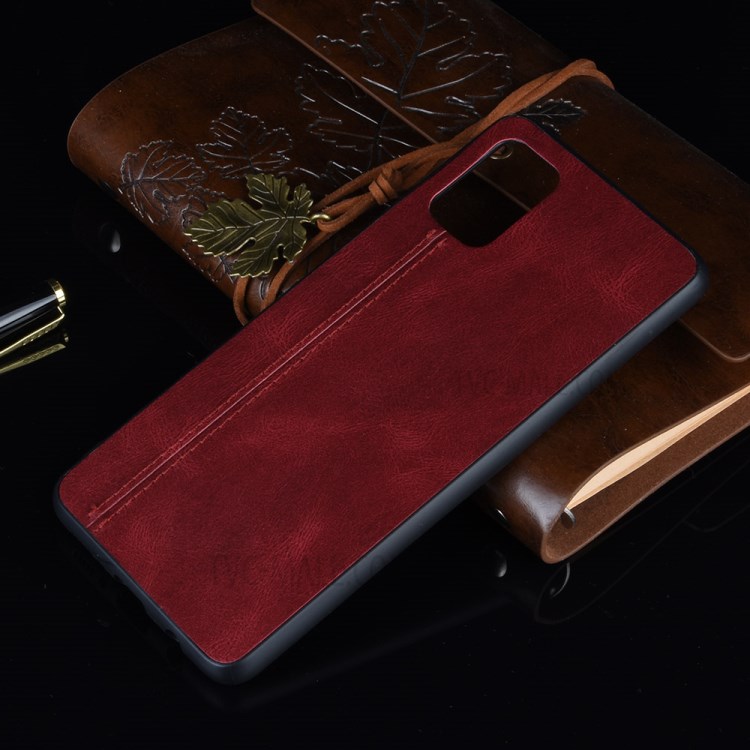 PU Leather Coated PC + TPU Mobile Phone Cover Casing for Samsung Galaxy S20 Ultra - Red-7