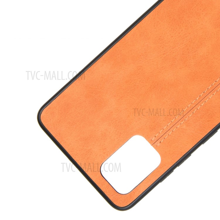 PU Leather Coated PC + TPU Mobile Phone Cover Casing for Samsung Galaxy S20 Ultra - Yellow-2