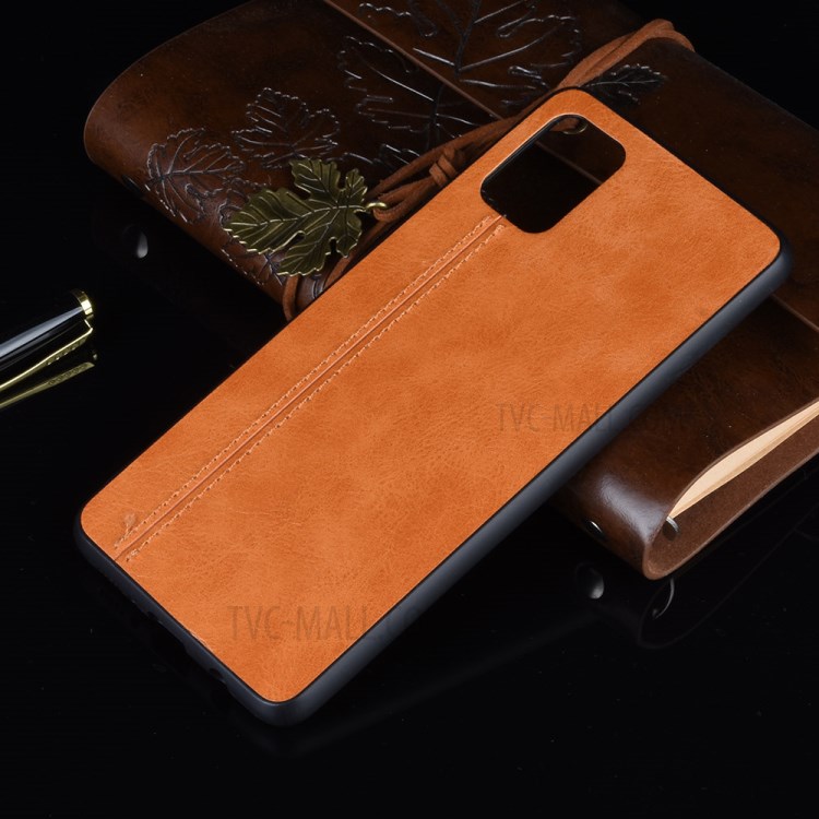 PU Leather Coated PC + TPU Mobile Phone Cover Casing for Samsung Galaxy S20 Ultra - Yellow-6