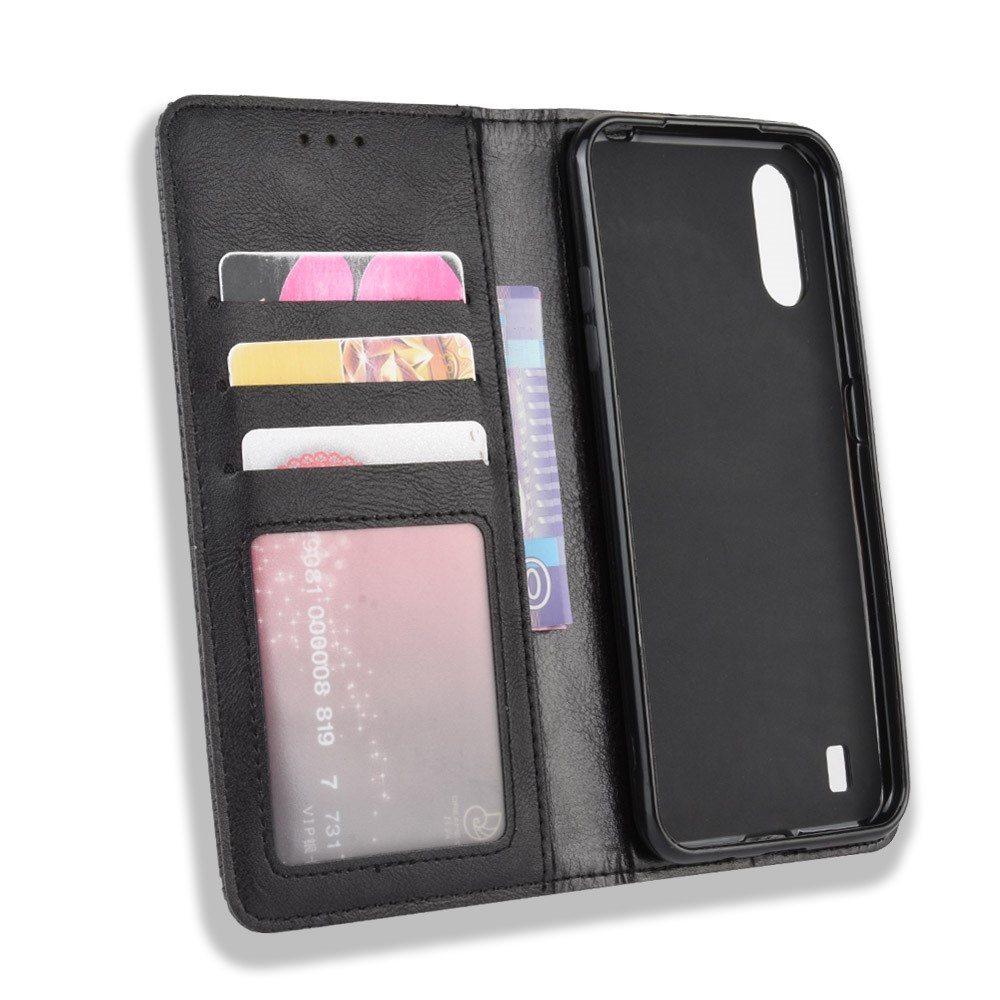 Vintage Style Wallet Leather Stand Case for Samsung Galaxy A01 - Black-4